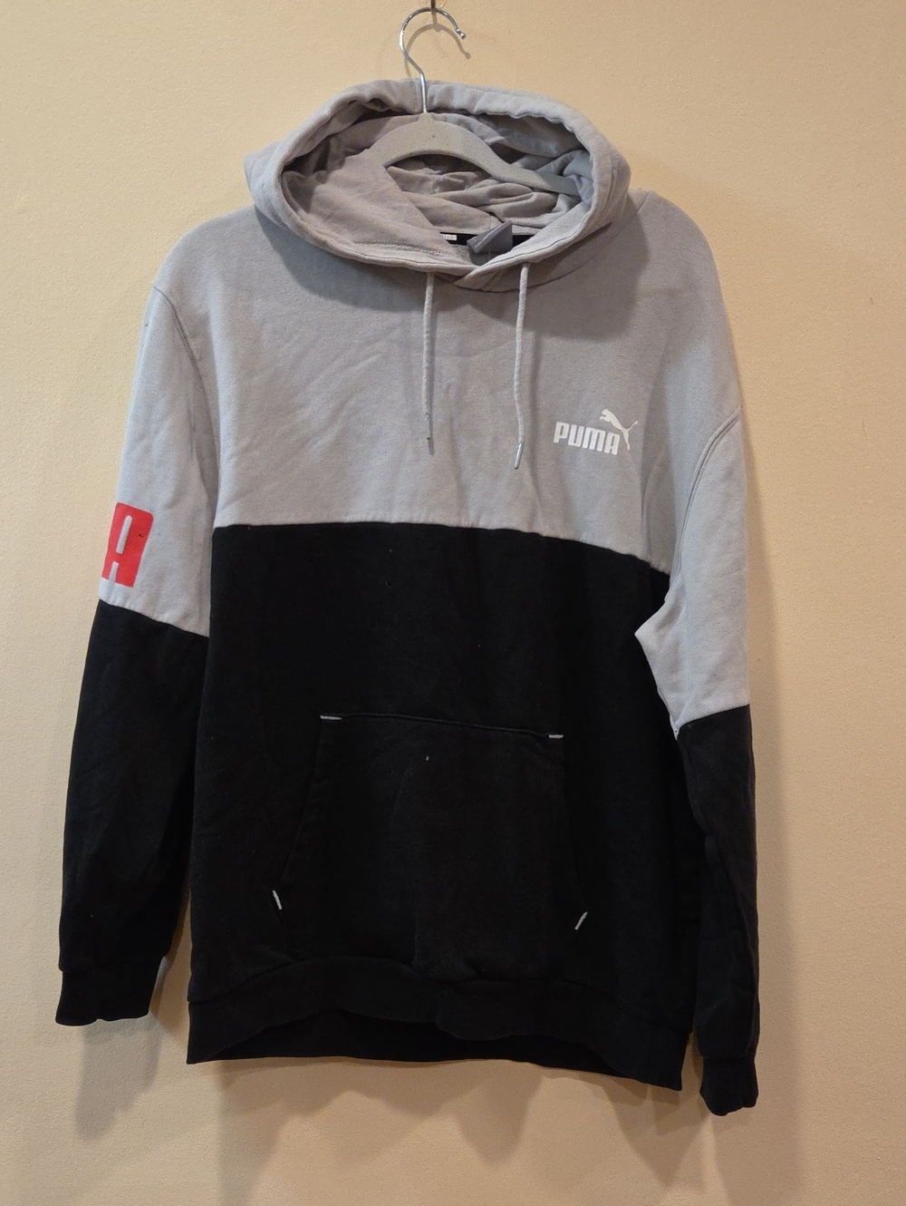 Puma Gray, Black and Red Block Hoodie